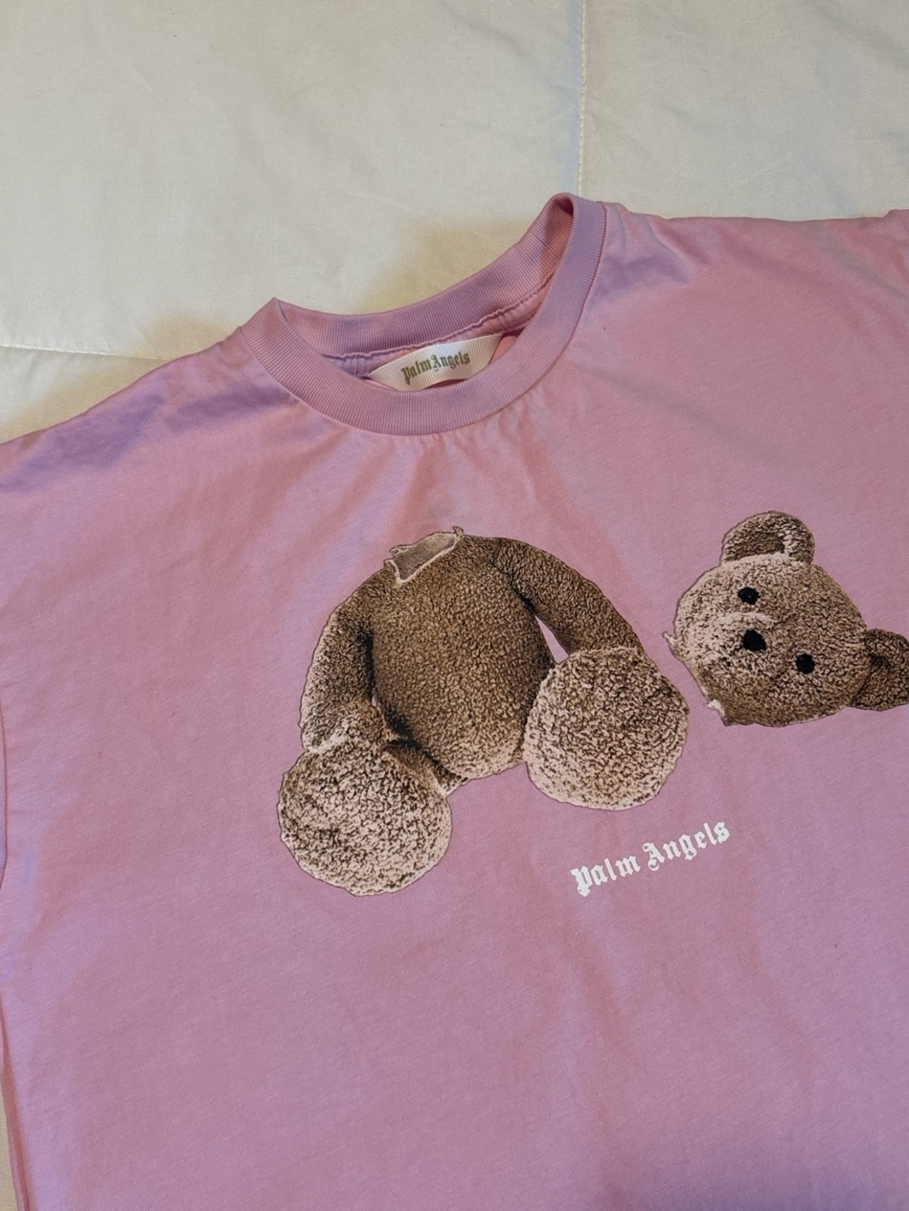 Palm Angels pink Broken Bear kids Graphic Tee